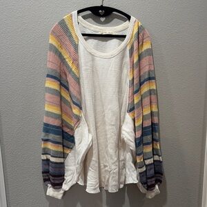 We The Free Multicolor Striped Sleeve Top